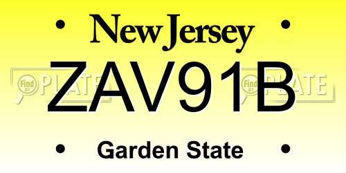 ZAV91B New Jersey License Plate