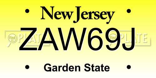 ZAW69J New Jersey License Plate
