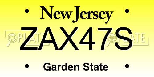 ZAX47S New Jersey License Plate