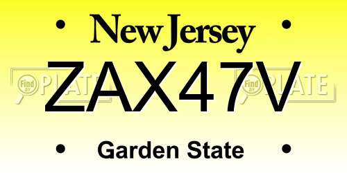 ZAX47V New Jersey License Plate