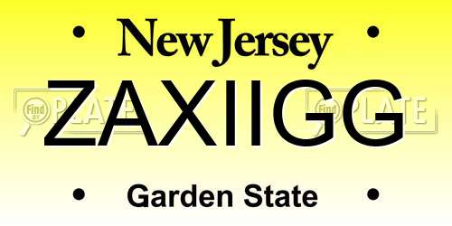 ZAXIIGG New Jersey License Plate