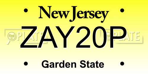 ZAY20P New Jersey License Plate