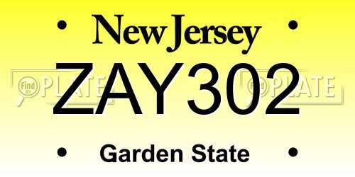ZAY302 New Jersey License Plate