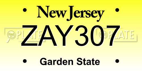 ZAY307 New Jersey License Plate