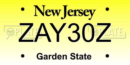 ZAY30Z New Jersey License Plate