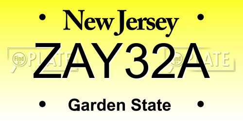 ZAY32A New Jersey License Plate