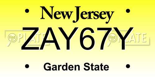 ZAY67Y New Jersey License Plate