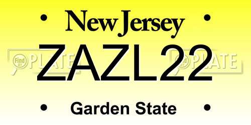 ZAZL22 New Jersey License Plate
