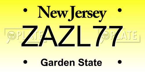 ZAZL77 New Jersey License Plate