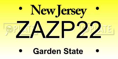 ZAZP22 New Jersey License Plate