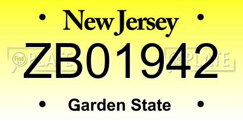 ZB01942 New Jersey License Plate