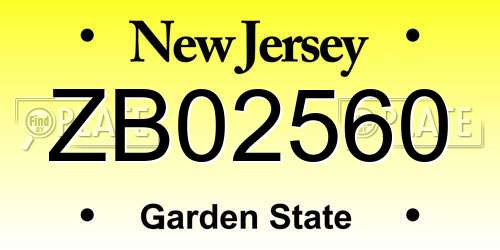 ZB02560 New Jersey License Plate