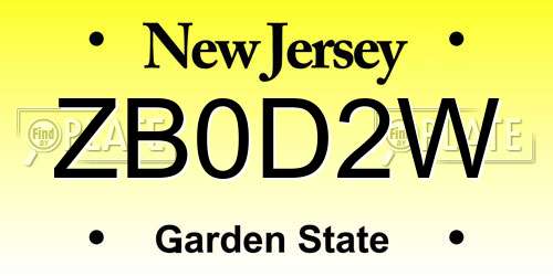 ZB0D2W New Jersey License Plate
