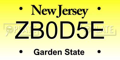 ZB0D5E New Jersey License Plate