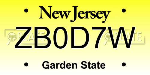 ZB0D7W New Jersey License Plate