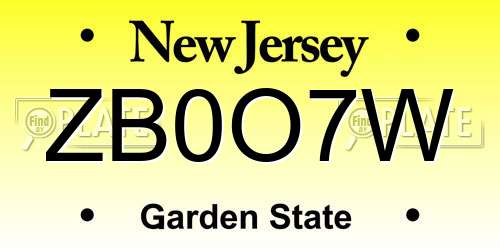 ZB0O7W New Jersey License Plate