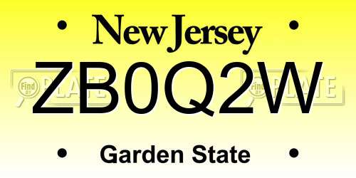 ZB0Q2W New Jersey License Plate