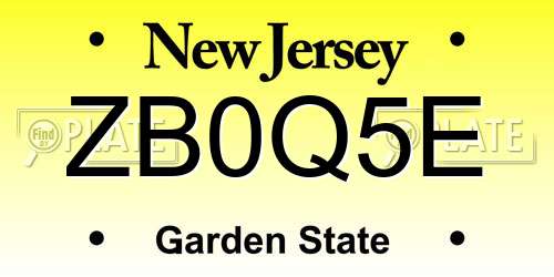 ZB0Q5E New Jersey License Plate
