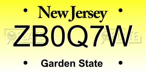 ZB0Q7W New Jersey License Plate