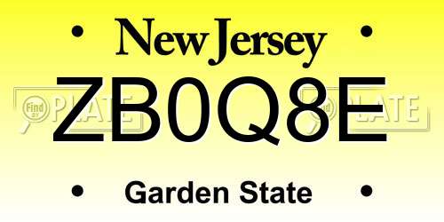 ZB0Q8E New Jersey License Plate