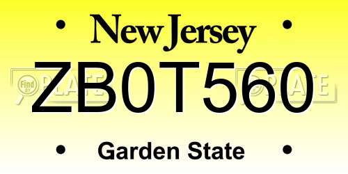 ZB0T560 New Jersey License Plate