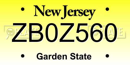 ZB0Z560 New Jersey License Plate