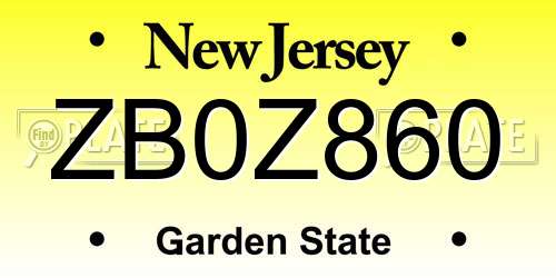 ZB0Z860 New Jersey License Plate