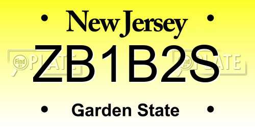 ZB1B2S New Jersey License Plate