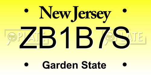 ZB1B7S New Jersey License Plate