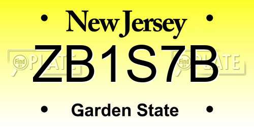 ZB1S7B New Jersey License Plate