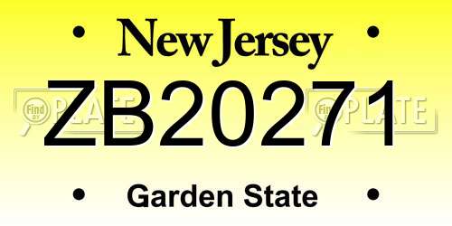 ZB20271 New Jersey License Plate