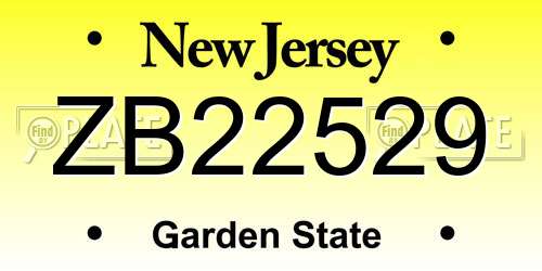 ZB22529 New Jersey License Plate