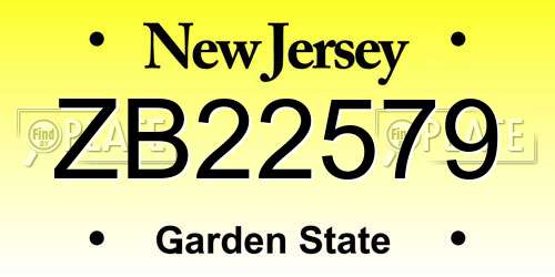 ZB22579 New Jersey License Plate