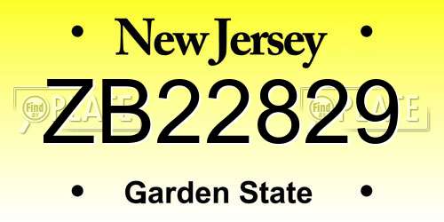 ZB22829 New Jersey License Plate