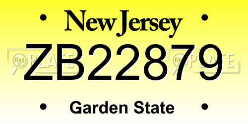 ZB22879 New Jersey License Plate