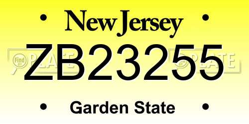 ZB23255 New Jersey License Plate