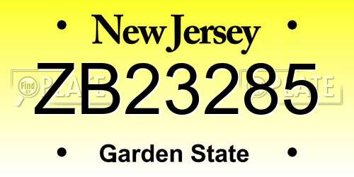 ZB23285 New Jersey License Plate