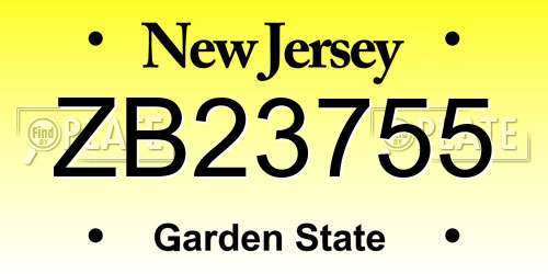 ZB23755 New Jersey License Plate