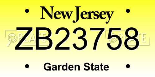 ZB23758 New Jersey License Plate