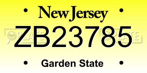 ZB23785 New Jersey License Plate