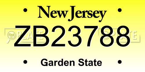 ZB23788 New Jersey License Plate