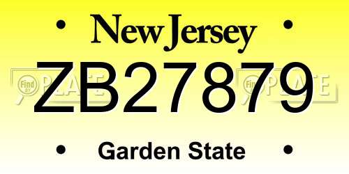 ZB27879 New Jersey License Plate