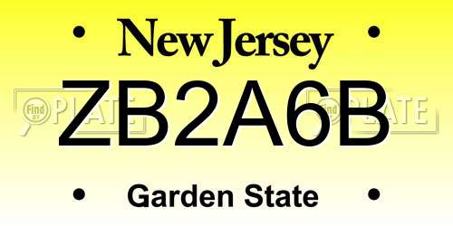 ZB2A6B New Jersey License Plate