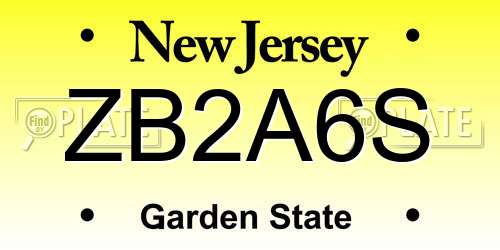 ZB2A6S New Jersey License Plate