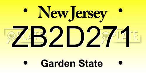 ZB2D271 New Jersey License Plate