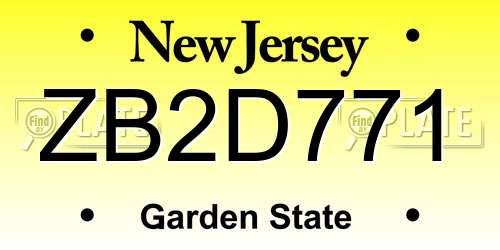 ZB2D771 New Jersey License Plate