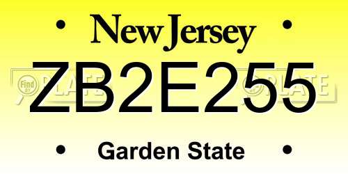 ZB2E255 New Jersey License Plate
