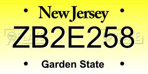 ZB2E258 New Jersey License Plate