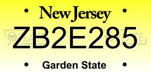 ZB2E285 New Jersey License Plate