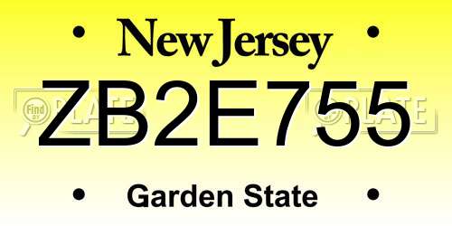 ZB2E755 New Jersey License Plate